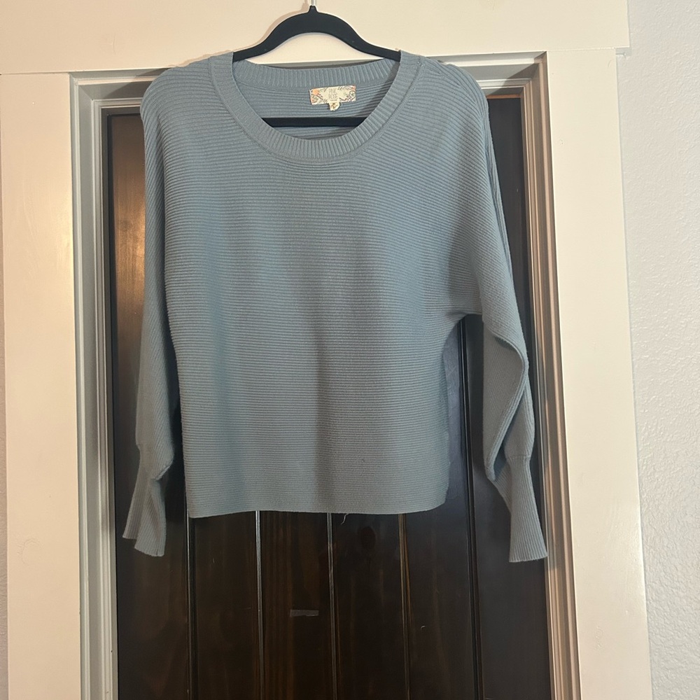 Light Blue Ribbed Sweater